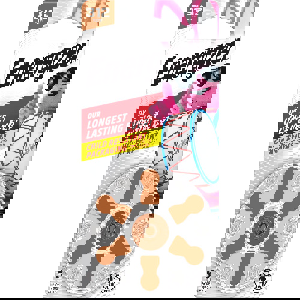 Batteries; Rechargeable: Disposable ; Type: Hearing Aid ; Battery Size: 312 ; Battery Chemistry: Zinc-Air ; Voltage: 1.4V ; Terminal Style: Button Tab